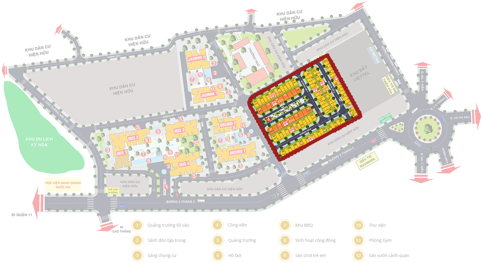 Vị tr&iacute; khu nh&agrave; phố liền kề trong dự &aacute;n H&agrave; Đ&ocirc; Centrosa Garden
