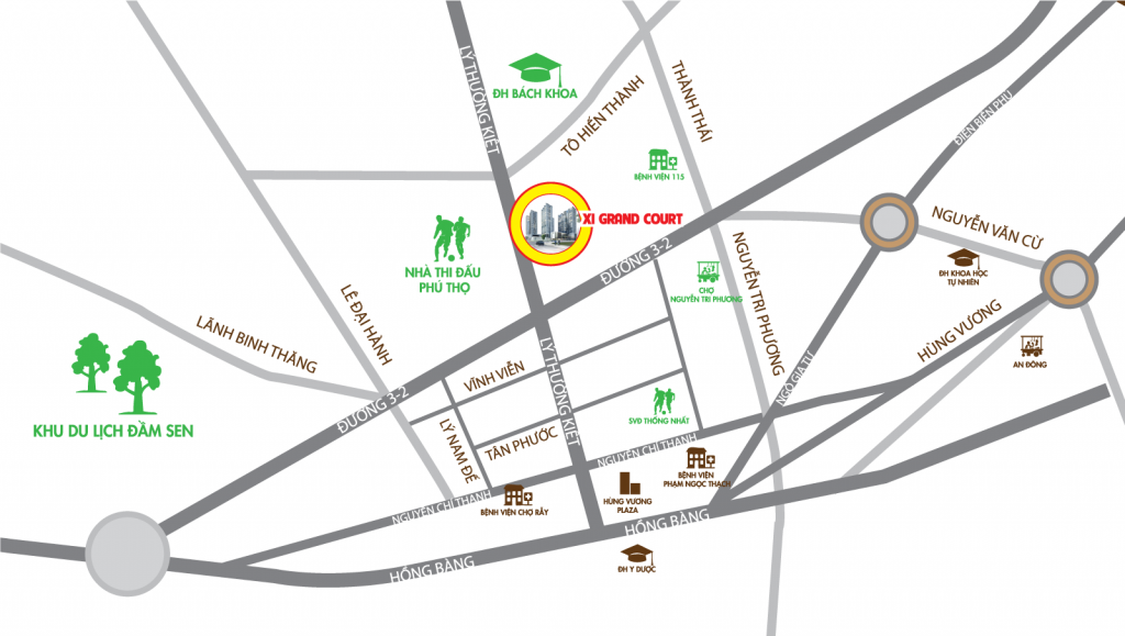 Sơ đồ vị tr&iacute; dự &aacute;n Xi Grand Court L&yacute; Thường Kiệt Quận 10