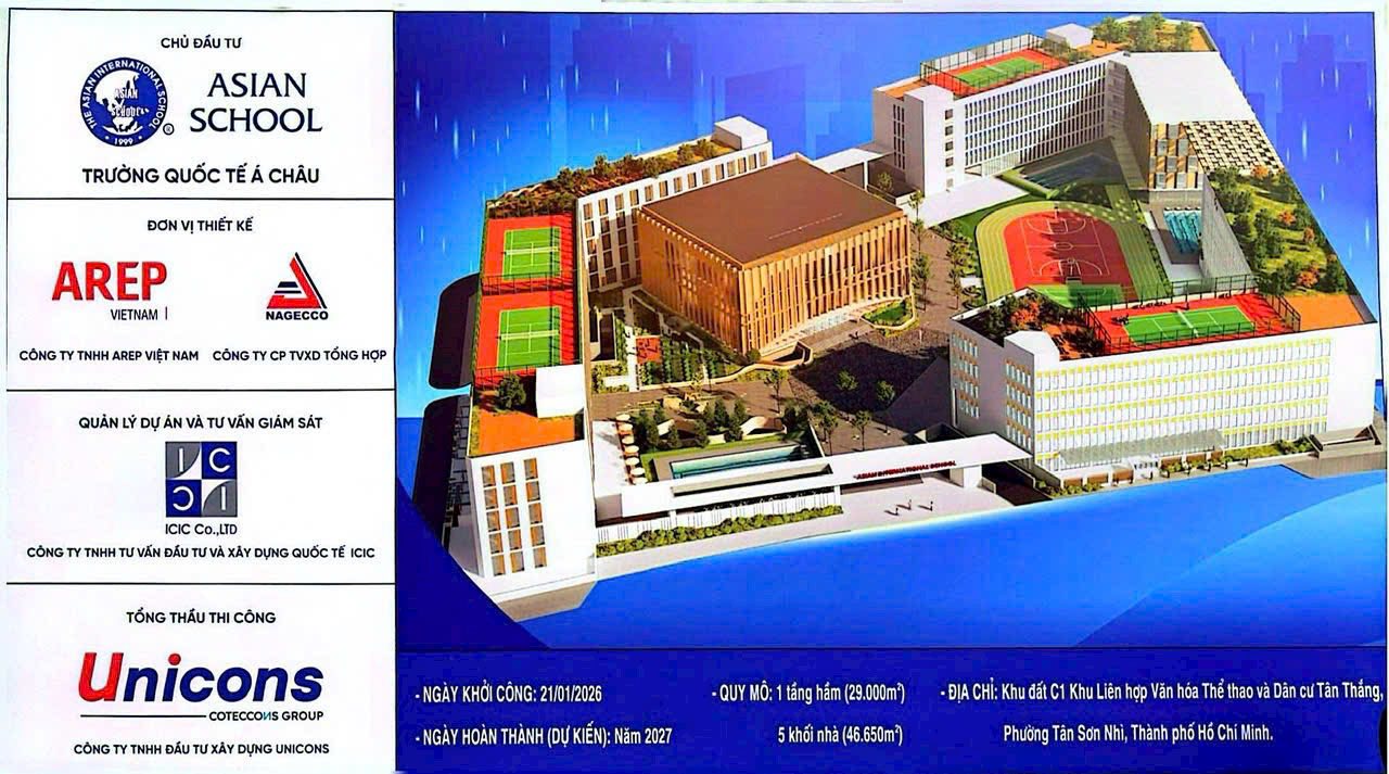 bảng th&ocirc;ng tin c&ocirc;ng tr&igrave;nh trường Quốc Tế &Aacute; Ch&acirc;u