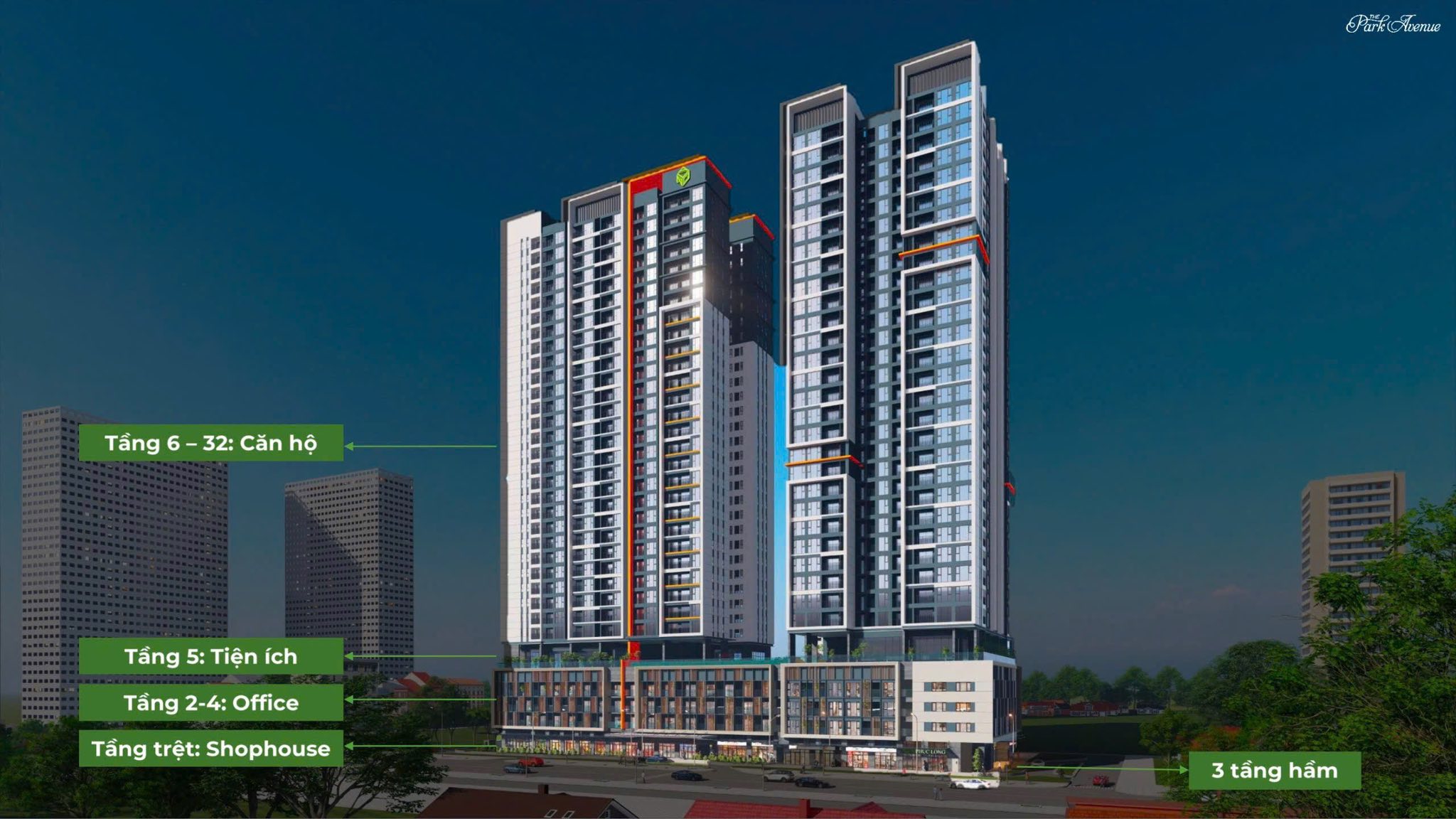 Phối cảnh tổng thể dự &aacute;n The Park Avenue tọa lạc Quỹ đất 3 mặt tiền tr&ecirc;n đường Ba Th&aacute;ng Hai